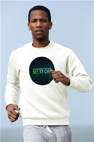 Set it off  Baskılı Beyaz Unisex Sweatshirt