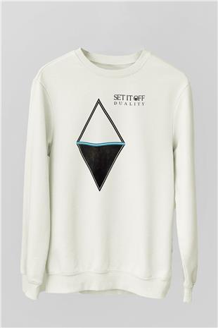 Set it off  Baskılı Beyaz Unisex Sweatshirt