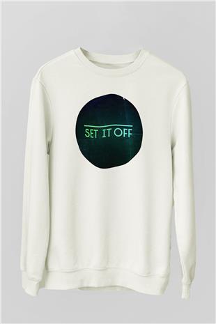 Set it off  Baskılı Beyaz Unisex Sweatshirt
