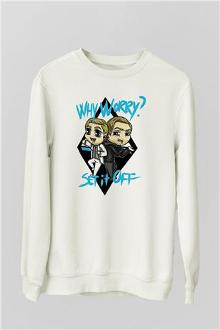 Set it off  Baskılı Beyaz Unisex Sweatshirt