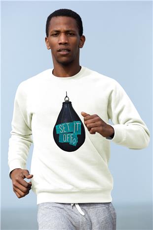 Set it off  Baskılı Beyaz Unisex Sweatshirt