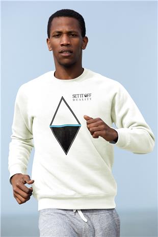 Set it off  Baskılı Beyaz Unisex Sweatshirt
