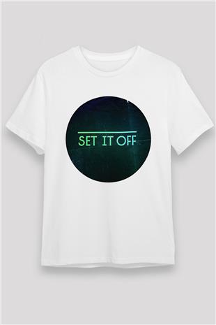 Set it off  Baskılı Unisex Beyaz Tişört - Tshirt