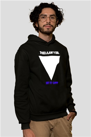 Set it off Baskılı Unisex Siyah Kapüşonlu Sweatshirt