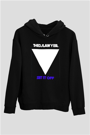 Set it off Baskılı Unisex Siyah Kapüşonlu Sweatshirt