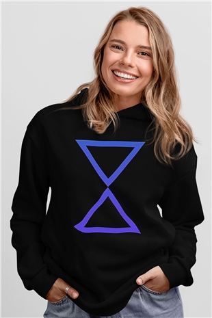 Set it off Baskılı Unisex Siyah Kapüşonlu Sweatshirt