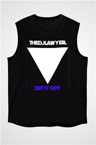 Set it off Baskılı Unisex Siyah Kolsuz Tişört - Tshirt