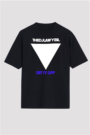 Set it off Baskılı Unisex Siyah Oversize Tişört - Tshirt