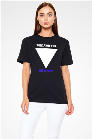 Set it off Baskılı Unisex Siyah Tişört - Tshirt