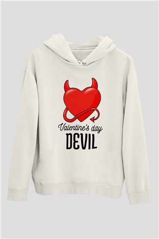 Sevgililer Günü Beyaz Unisex Hoodie