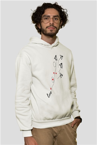 Sevgililer Günü Beyaz Unisex Hoodie