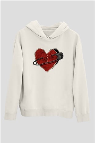 Sevgililer Günü Beyaz Unisex Hoodie