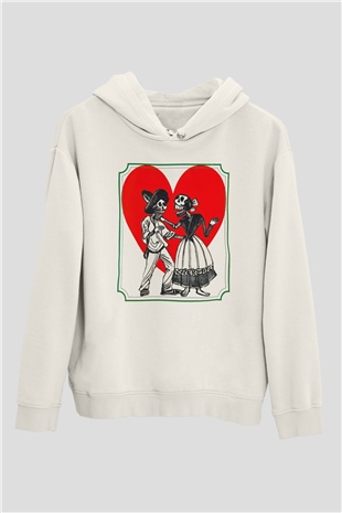 Sevgililer Günü Beyaz Unisex Hoodie