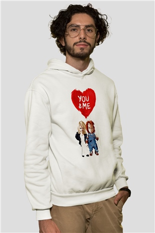 Sevgililer Günü Beyaz Unisex Hoodie