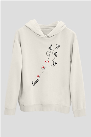 Sevgililer Günü Beyaz Unisex Hoodie