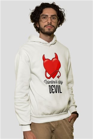 Sevgililer Günü Beyaz Unisex Hoodie