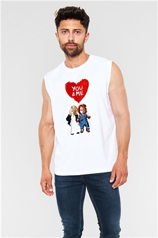 Sevgililer Günü Beyaz Unisex Kolsuz Tişört