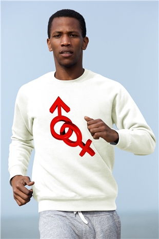 Sevgililer Günü Beyaz Unisex Sweatshirt