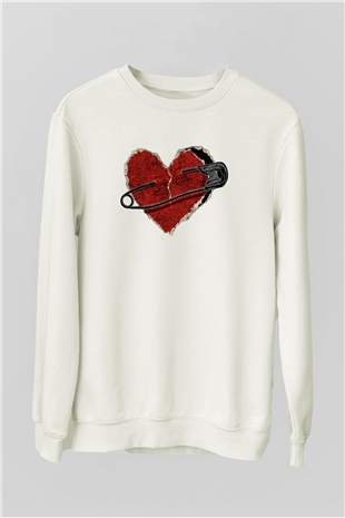 Sevgililer Günü Beyaz Unisex Sweatshirt