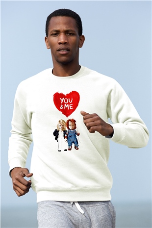 Sevgililer Günü Beyaz Unisex Sweatshirt