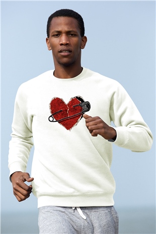 Sevgililer Günü Beyaz Unisex Sweatshirt
