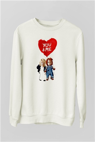 Sevgililer Günü Beyaz Unisex Sweatshirt