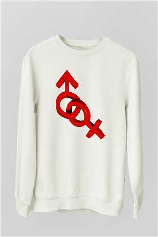 Sevgililer Günü Beyaz Unisex Sweatshirt
