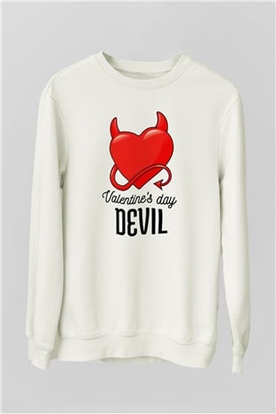 Sevgililer Günü Beyaz Unisex Sweatshirt