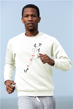 Sevgililer Günü Beyaz Unisex Sweatshirt