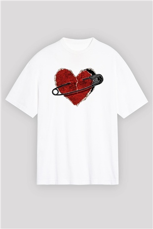 Sevgililer Günü Beyaz Oversize Tişört Oversize T-shirt - TişörtFabrikası