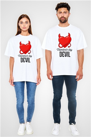 Sevgililer Günü Beyaz Oversize Tişört Oversize T-shirt - TişörtFabrikası