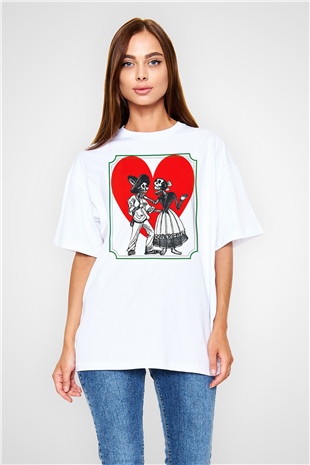 Sevgililer Günü Beyaz Oversize Tişört Oversize T-shirt - TişörtFabrikası
