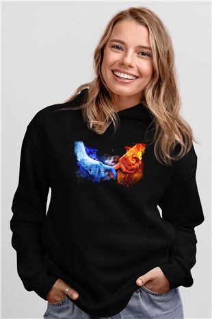 Sevgililer Günü Siyah Unisex Hoodie
