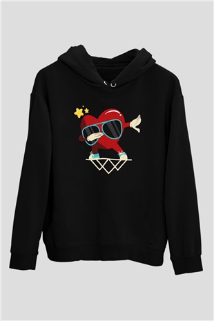 Sevgililer Günü Siyah Unisex Hoodie