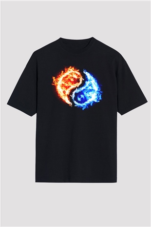 Sevgililer Günü Siyah Unisex Oversize Tişört T-Shirt