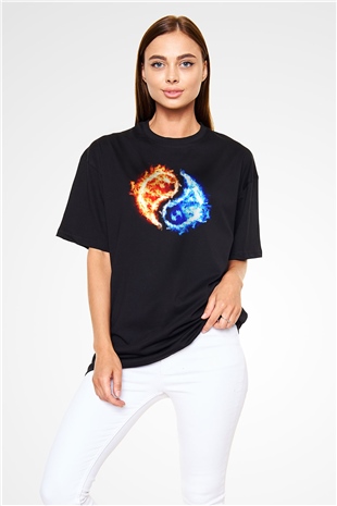 Sevgililer Günü Siyah Unisex Oversize Tişört T-Shirt