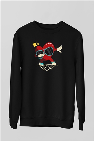 Sevgililer Günü Siyah Unisex Sweatshirt