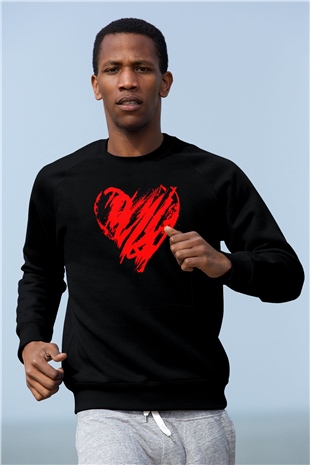 Sevgililer Günü Siyah Unisex Sweatshirt