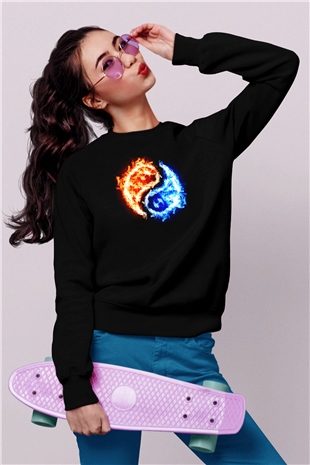 Sevgililer Günü Siyah Unisex Sweatshirt