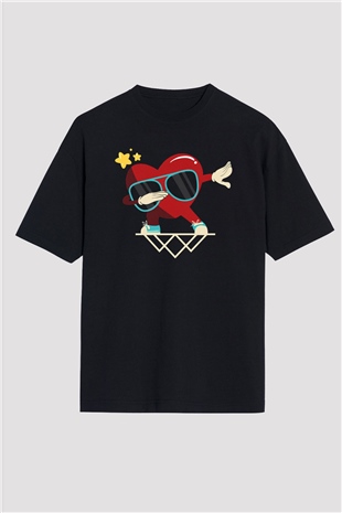 Sevgililer Günü Siyah Oversize Tişört Oversize T-shirt - TişörtFabrikası