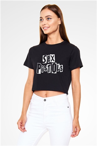 Sex Pistols Siyah Crop Top Tişört