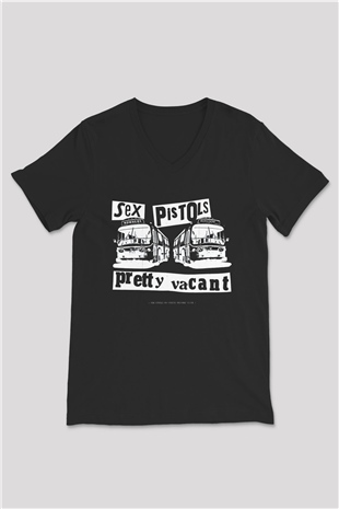Sex Pistols Siyah Unisex V Yaka Tişört T-Shirt