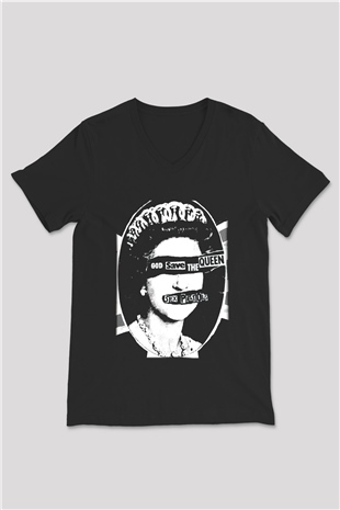 Sex Pistols Siyah Unisex V Yaka Tişört T-Shirt