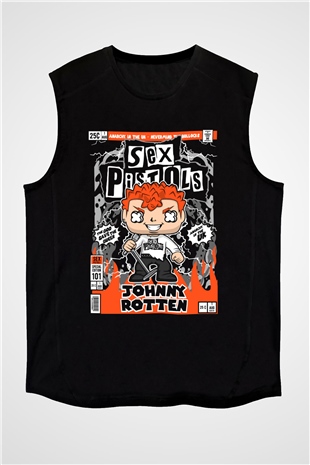 SexPistols Baskılı Unisex Siyah Kolsuz Tişört