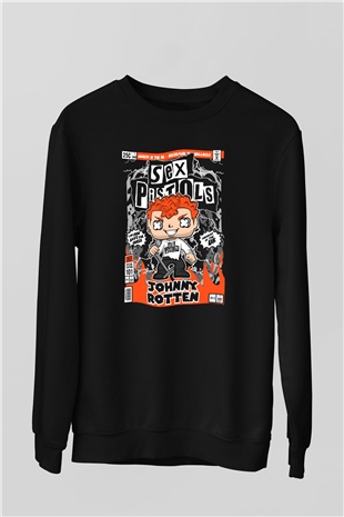 SexPistols Baskılı Unisex Siyah Sweatshirt