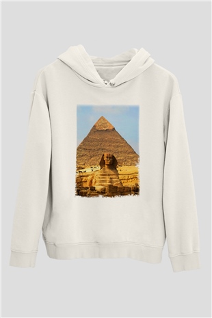 Sfenks Beyaz Unisex Kapşonlu Sweatshirt