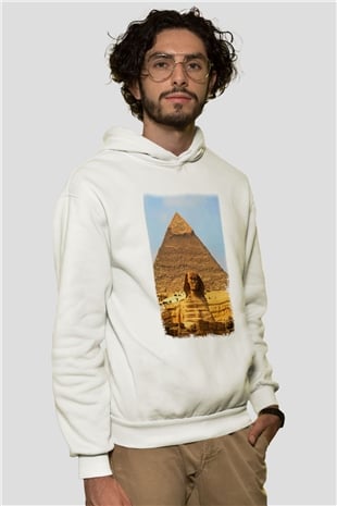 Sfenks Beyaz Unisex Kapşonlu Sweatshirt