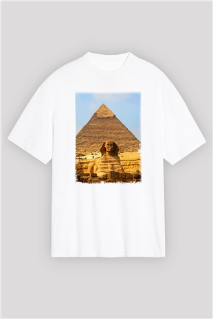 Sfenks Beyaz Unisex Oversize Tişört T-Shirt