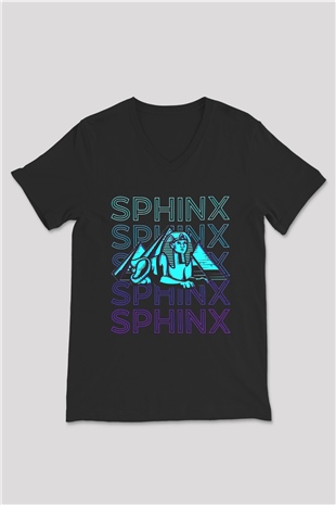 Sfenks Siyah Unisex V Yaka Tişört