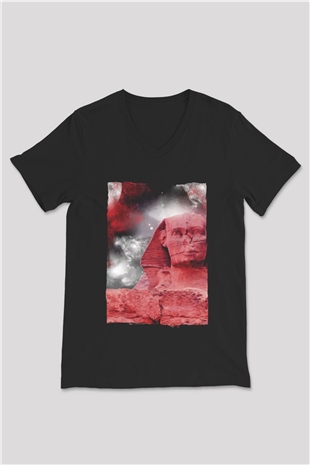 Sfenks Siyah Unisex V Yaka Tişört